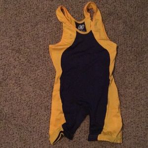 Brute wrestling singlet blue/yellow